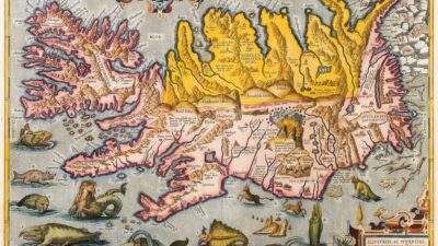 Islandia, Abraham Ortelius, r. 1585, miedzioryt
