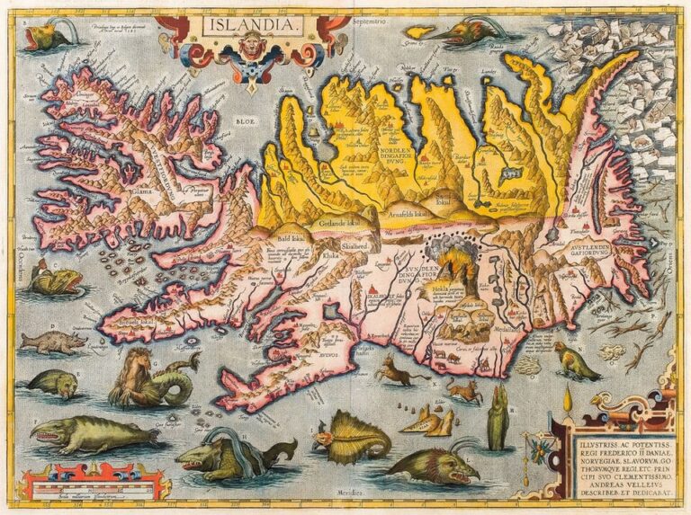Islandia, Abraham Ortelius, r. 1585, miedzioryt