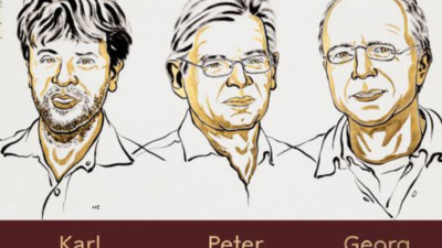Grafika informująca o przyznaniu Nagrody Nobla z fizjologii lub medycyny. Na ilustracji znajdują się portrety trzech laureatów: Karla Deisserotha, Petera Hegemanna i Georga Nagela. U góry widnieje napis „Nobel z fizjologii i medycyny”, a na dole: „Za kanały jonowe aktywowane światłem i w dziedzinie optogenetyki”. W lewym górnym rogu znajduje się logo „Zielone Wiadomości”.