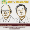 Grafika informująca o Nagrodzie Nobla w dziedzinie chemii 2026. U góry znajduje się logo „Zielone Wiadomości” oraz duży napis „Nobel z chemii 2026”. W centralnej części widnieją dwa rysunkowe portrety laureatów: Henri B. Kagan po lewej i Kenso Soai po prawej. Pod portretami umieszczono ich imiona i nazwiska. Na dole grafiki znajduje się informacja: „Za odkrycie asymetrycznej autokatalizy i jej zastosowania”.